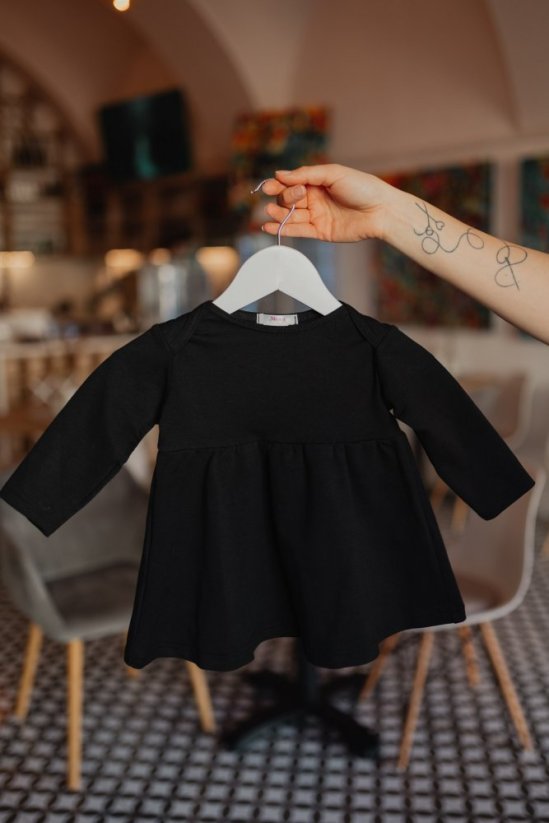 Ačkové teplákové šaty na dojčenie s vreckami – čierne - Veľkosť: XL