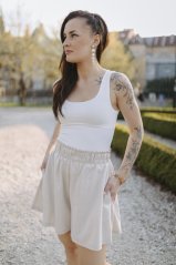 Ľanové elegantné kraťasy - pieskové