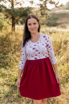 Šaty na dojčenie „Bohémia“ – bordové maky