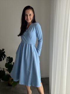 Zavinovacie MIDI šaty – baby blue
