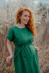 Linen Basic MIDI šaty – zelené