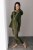 ELARA SET – asymetrická mikina & rebrované legíny - khaki zelená