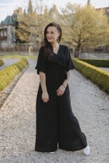 Luxusný mušelínový kimono set - čierny
