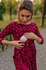 MIDI teplákové šaty MAMA a DCÉRA – zlaté srdiečka na bordovej