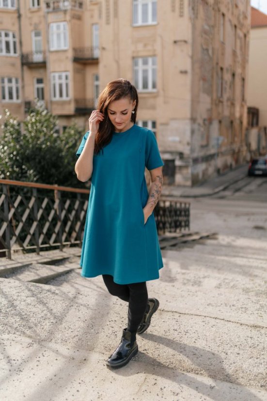 Šaty "Luna" Basic - MAMA a DCÉRA – Petrolejové