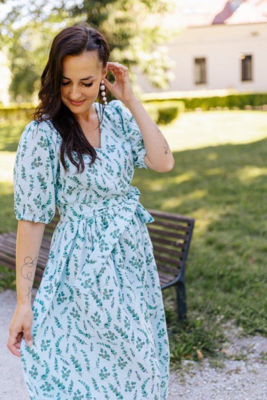 Šaty "Boho Breeze" - mentolové listy