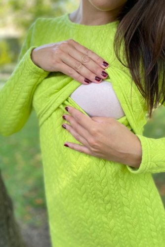 Rovné svetríkové šaty na dojčenie  MAMA a DCÉRA – LIME
