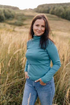 Rolák na dojčenie z rebrovaného úpletu - pastel petrol