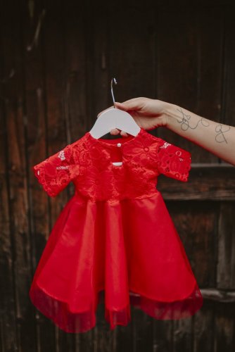 Spoločenské šaty – MAMA A DCÉRA –červené