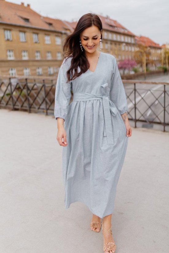 Ľanové šaty "Boho Breeze" - pásiky