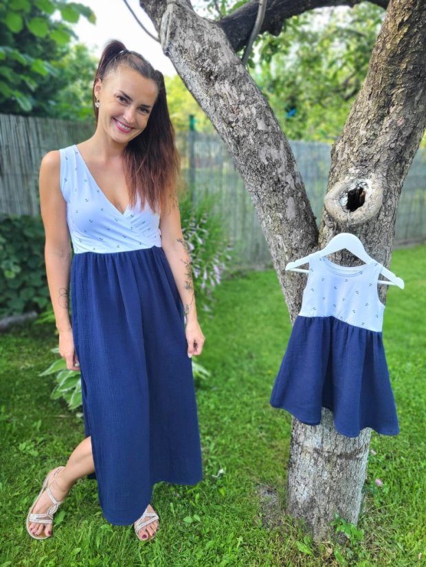 Dlhé tielkové šaty - MAMA a DCÉRA – kotvičky