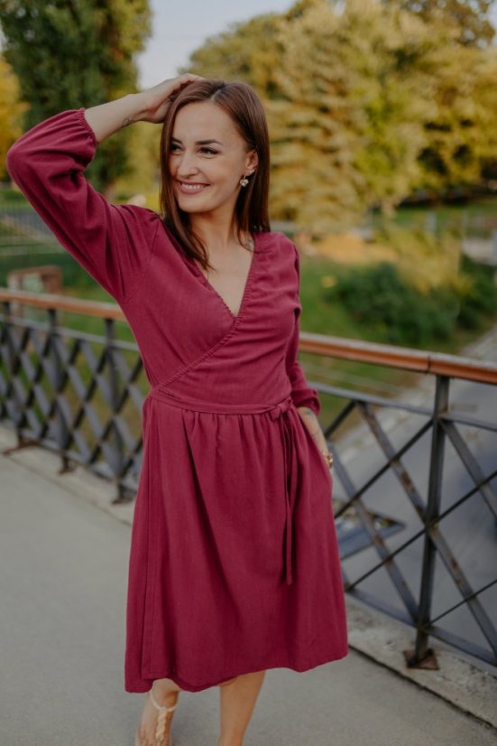 Ľanové zavinovacie šaty  - rôzne farby