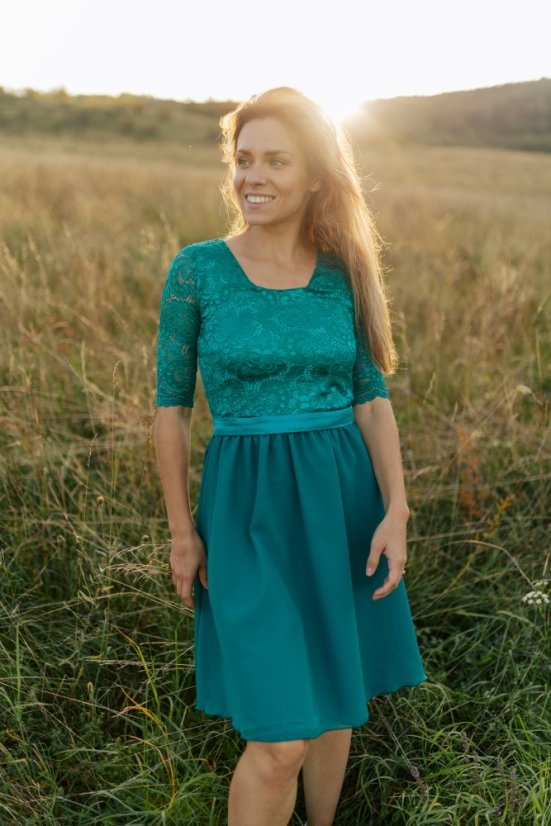 Spoločenské šaty – MAMA A DCÉRA – petrolejové