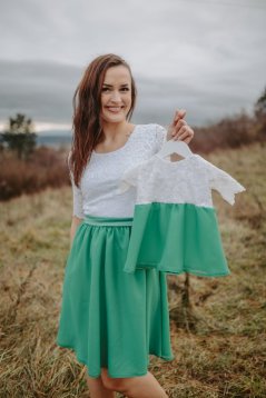 Dievčenské spoločenské šaty Grace - bielo - smaragdové