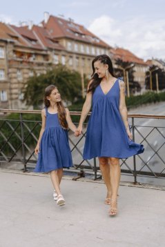 Šaty "Aura" MAMA A DCÉRA - na dojčenie - kráľovská modrá