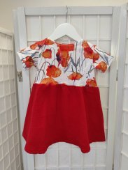 Detské mušelínové šaty  - maky s červenou