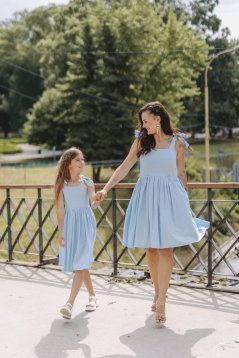 Ľanové šaty "Aurela romantika" MAMA A DCÉRA - baby blue