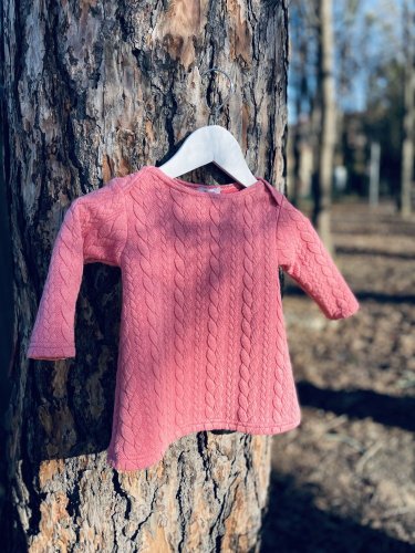 Dievčenské svetríkové šaty - ružové - Veľkosť detské oblečenie: 68-74