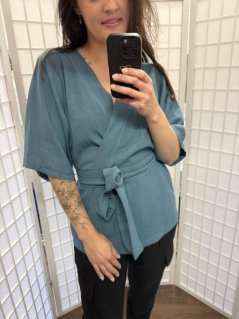 Krátke ľanové kimono - rôzne farby