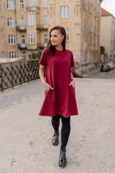 Oversize ačkové šaty – bordové