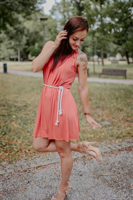 Bambusové šaty na dojčenie – marhuľková - Veľkosť: UNI, Dĺžka: MIDI