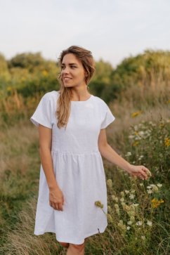 Ľanové krátke šaty - hrubší ľan - rôzne farby