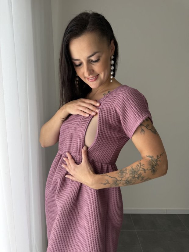 Bavlnené šaty "Waffle" - MAMA A DCÉRA – Mauve