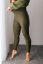 ELARA SET – asymetrická mikina & rebrované legíny - khaki zelená