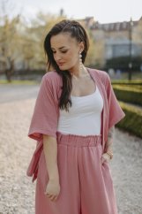 Krátke mušelínové kimono - tmavá staroružová