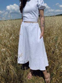 Ľanové 3/4 široké nohavice - rôzne farby