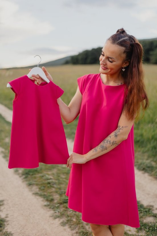 Elegantné šaty – MAMA A DCÉRA –malinová