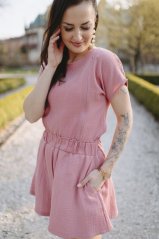 Mušelínové elegantné kraťasy - tmavá staroružová
