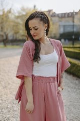 Krátke mušelínové kimono - tmavá staroružová