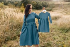 Ľanové šaty na dojčenie - MAMA A DCÉRA "Harmonia pure" - petrolejové