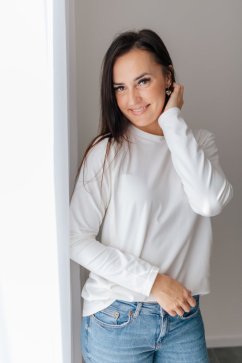 Bavlnené oversize predĺžené tričko - smotanové