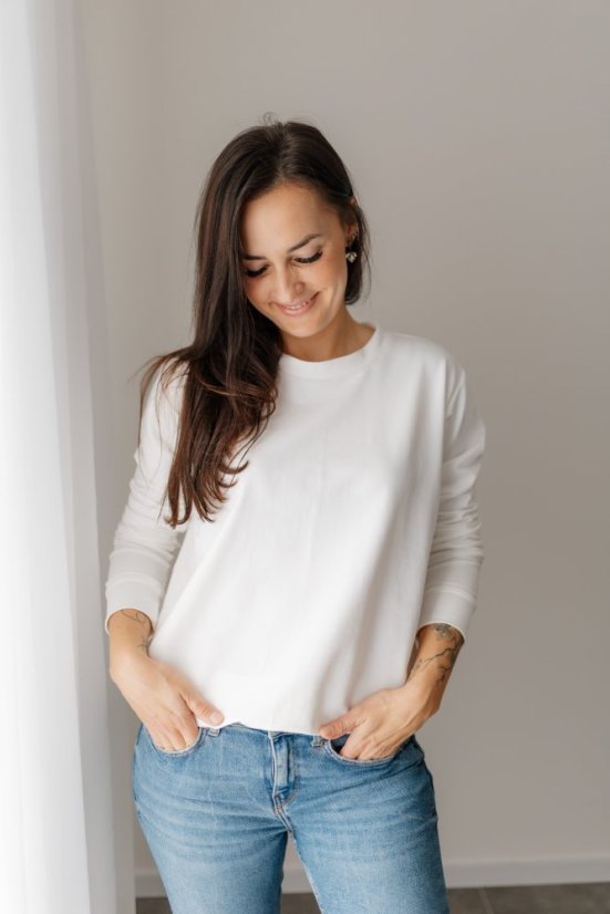 Dámska tenká mikina - smotanová - Veľkosť: M/L