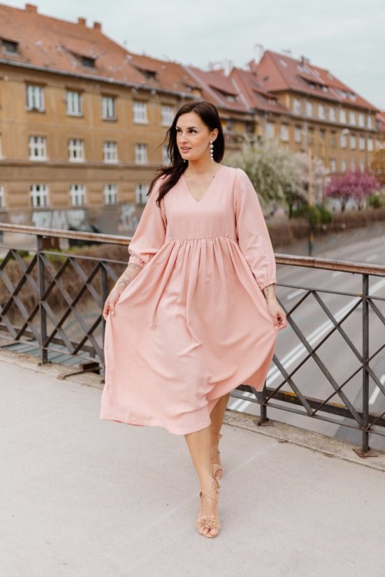 Ľanové šaty "Boho Breeze" - ružová