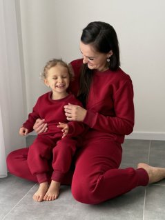 Teplá tepláková súprava bez kapucne - MAMA a MINI - rôzne farby