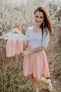 Spoločenské šaty "Grace" – MAMA A DCÉRA – Bielo Ružové