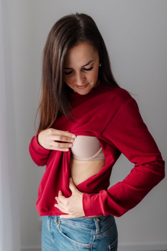 Dámska tenká mikina - bordová - Veľkosť: XL/2XL
