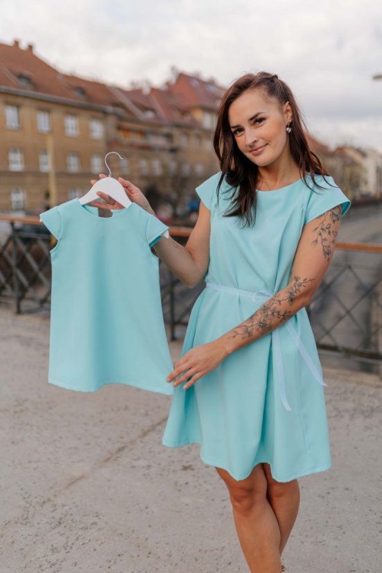 Elegantné šaty – MAMA A DCÉRA –bledo modré - Veľkosť: XXS