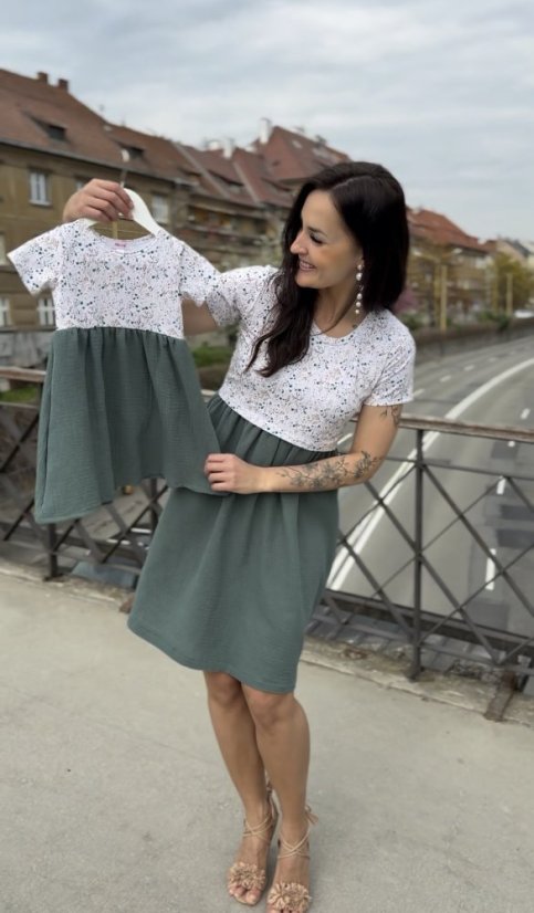 Šaty "Bohémia" Mušelin - MAMA a DCÉRA – mätové kvietky