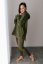 ELARA SET – asymetrická mikina & rebrované legíny - khaki zelená