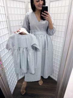 Ľanové šaty "Boho Breeze" MAMA A DCÉRA - pásiky