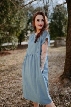 Ľanové MIDI šaty – rôzne farby