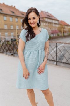 Bavlnené šaty "Waffle" - light blue