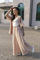 Dlhé mušelínové maxi nohavice - béžová