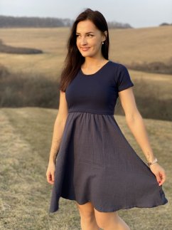 Šaty "Bohémia" mušelin  - tmavomodré