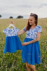 Mušelínové šaty  - MAMA a DCÉRA – Modré kvety