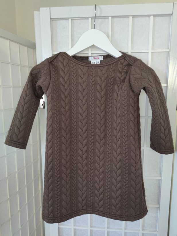 Dievčenské svetríkové šaty - hnedé - Veľkosť detské oblečenie: 92-98